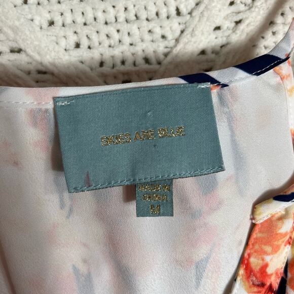 SKIES ARE BLUE | Floral Sleeveless Chiffon Dress White M - Picture 5 of 7